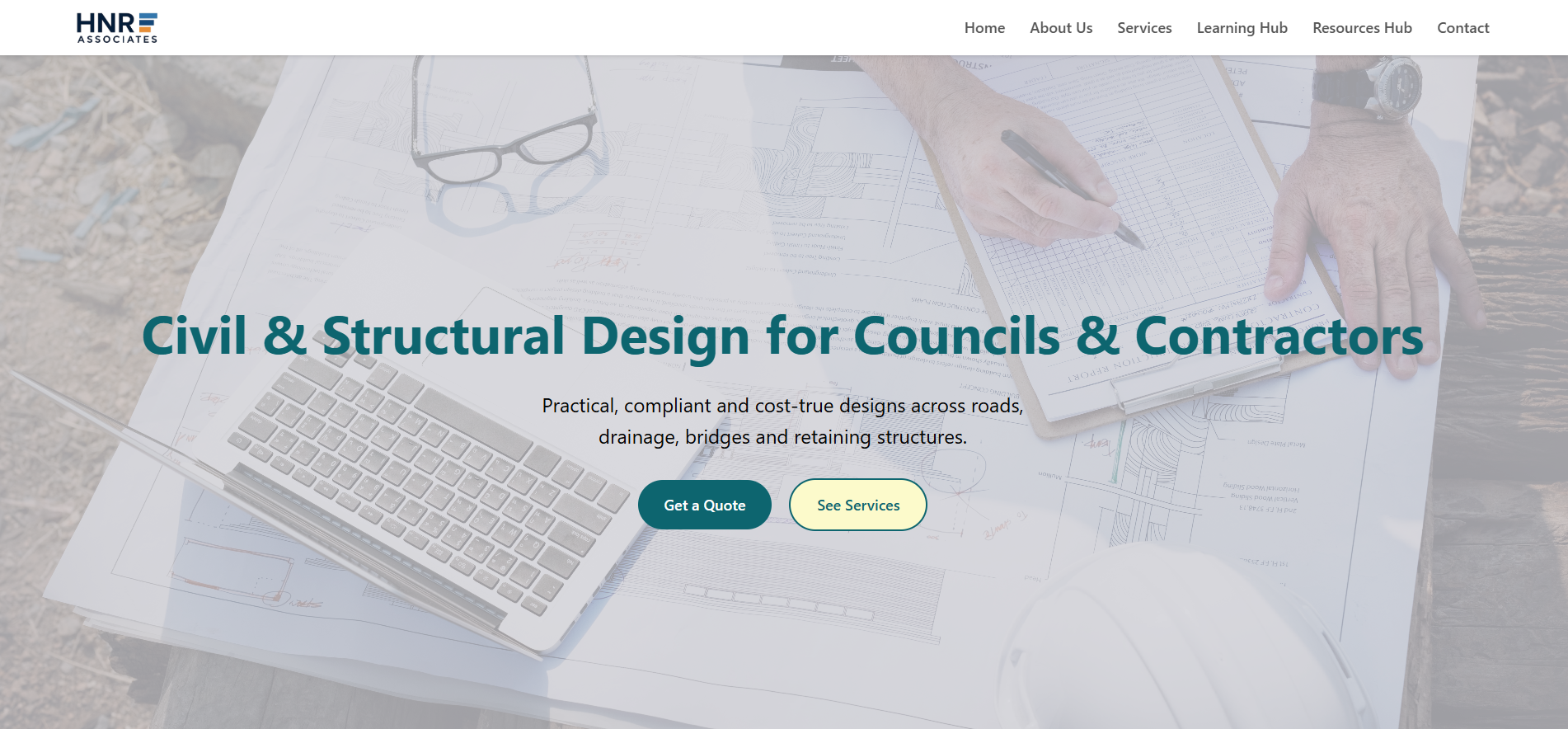 HNR Associates professional services website - custom web design Melbourne