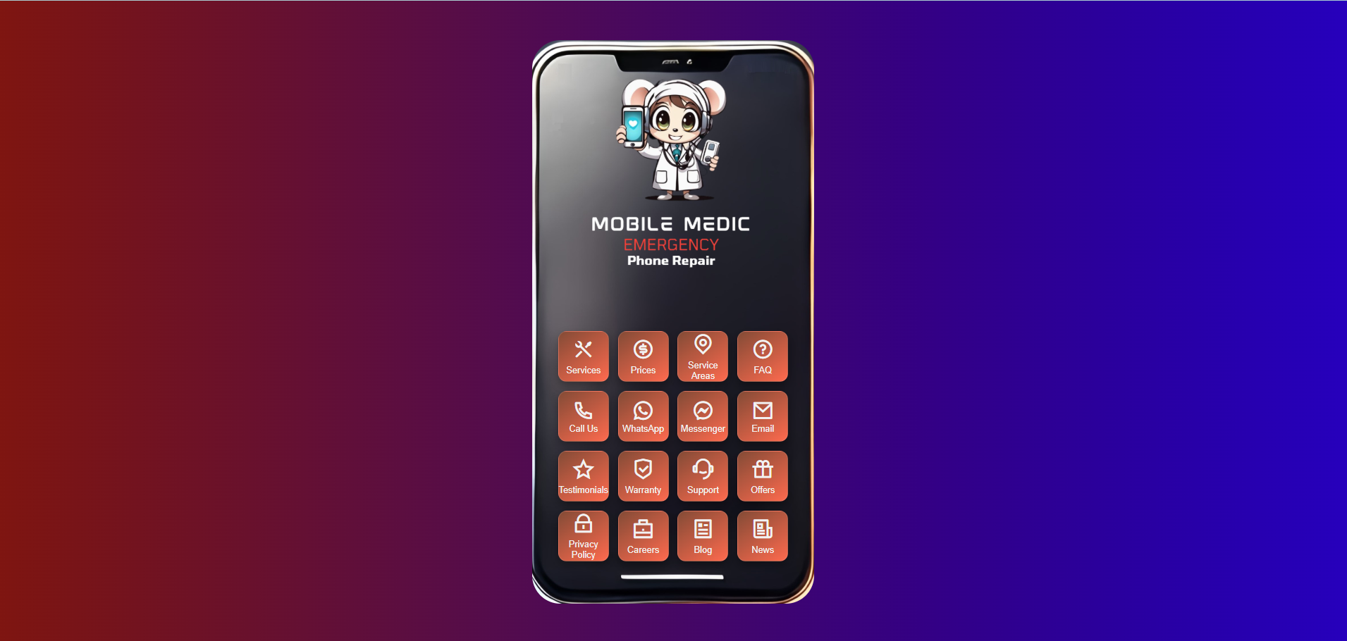 Mobile Medic phone repair website - Victoria mobile services web design
